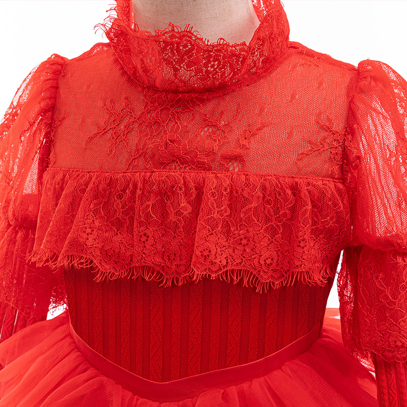 Halloween Beetle Juice 2 Dječja haljina Haljina za scenski nastup Haljina za djevojčicu Princeza Crvena vjenčanica dugih rukava