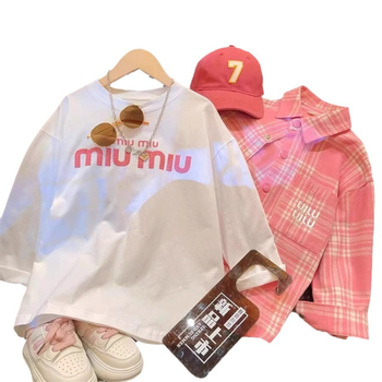 Djevojački kaput 2024. Nova proljetna odjeća Dječja internetska odjeća u stranom stilu, moderna duga majica, proljetna odjeća za djevojčice u internetskoj odjeći u slavlju