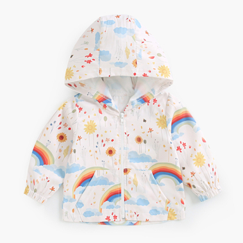 Παιδικό παλτό Φθινόπωρο και Χειμώνας Παιδικό αντιανεμικό παλτό με κουκούλα Βρεφικό μπλουζάκι με κινούμενα σχέδια και ουράνιο τόξο Άνοιξη και Φθινόπωρο Έξοδος