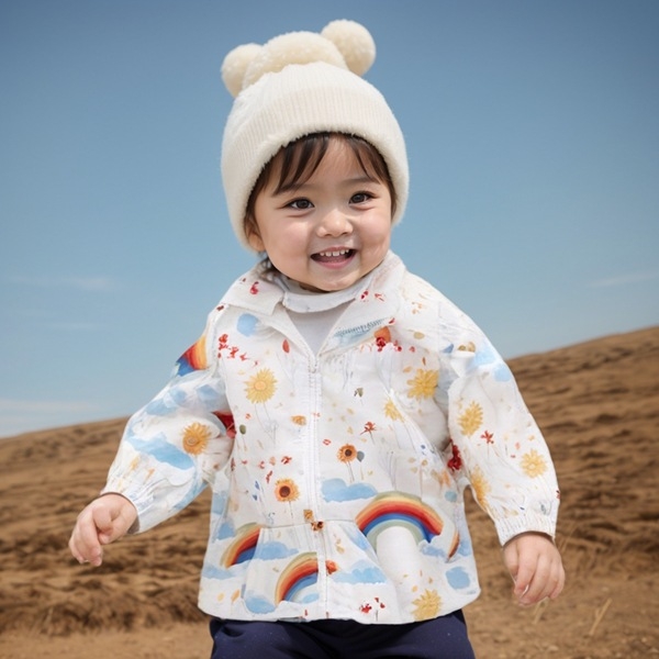 Παιδικό παλτό Φθινόπωρο και Χειμώνας Παιδικό αντιανεμικό παλτό με κουκούλα Βρεφικό μπλουζάκι με κινούμενα σχέδια και ουράνιο τόξο Άνοιξη και Φθινόπωρο Έξοδος