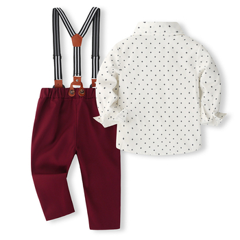 Φόρεμα αγοριών για άνδρες σε ευρωπαϊκό και αμερικανικό στιλ, παιδικά ρούχα, άνοιξη 2024, παιδικό πουκάμισο με μακριά μανίκια, ρούχα για επιδόσεις, κοστούμι με τιράντες