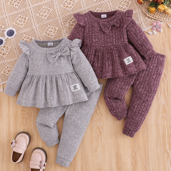 Europsko i američko vanjskotrgovinsko kombinirano odijelo od 2 komada za bebe, udobno odijelo za djevojčice, pulover s pravom tkaninom i slovima