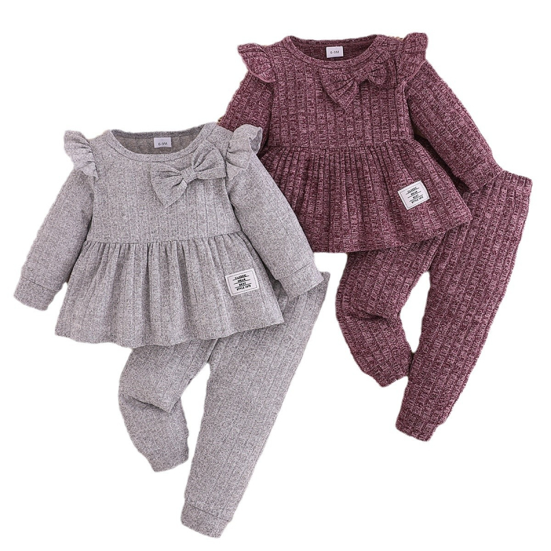 Europsko i američko vanjskotrgovinsko kombinirano odijelo od 2 komada za bebe, udobno odijelo za djevojčice, pulover s pravom tkaninom i slovima