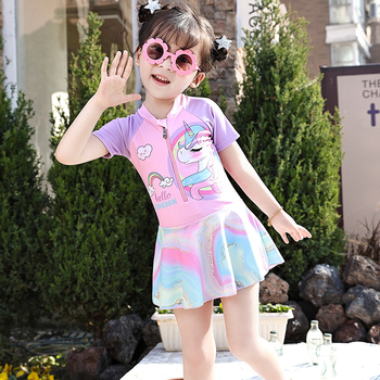 Παιδικό μαγιό για κοριτσάκι 2024 νέο ολόσωμο φόρεμα με φερμουάρ γλυκιά πριγκίπισσα στυλ επαγγελματικό ταξίδι