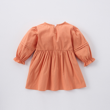 Nova korejska djevojačka haljina s dugim rukavima, vezena haljina za djevojčice u jednoj boji, mekana široka haljina, haljina princeze