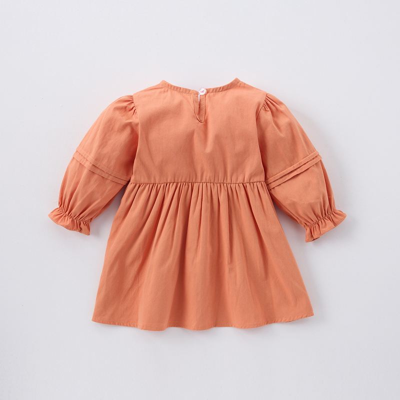 Nova korejska djevojačka haljina s dugim rukavima, vezena haljina za djevojčice u jednoj boji, mekana široka haljina, haljina princeze