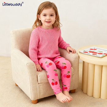 Piiriülesed Littlebuddy Euroopa ja Ameerika stiilis tüdrukute retuusid kevadeks ja sügiseks, uue stiiliga kirsimustrid, õhukesed retuusid