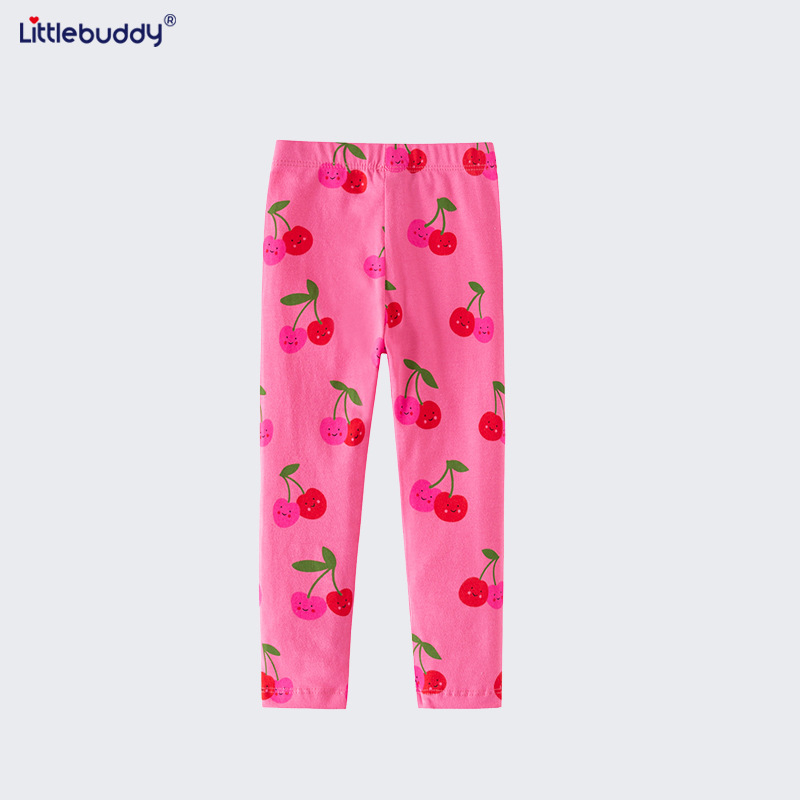 Piiriülesed Littlebuddy Euroopa ja Ameerika stiilis tüdrukute retuusid kevadeks ja sügiseks, uue stiiliga kirsimustrid, õhukesed retuusid