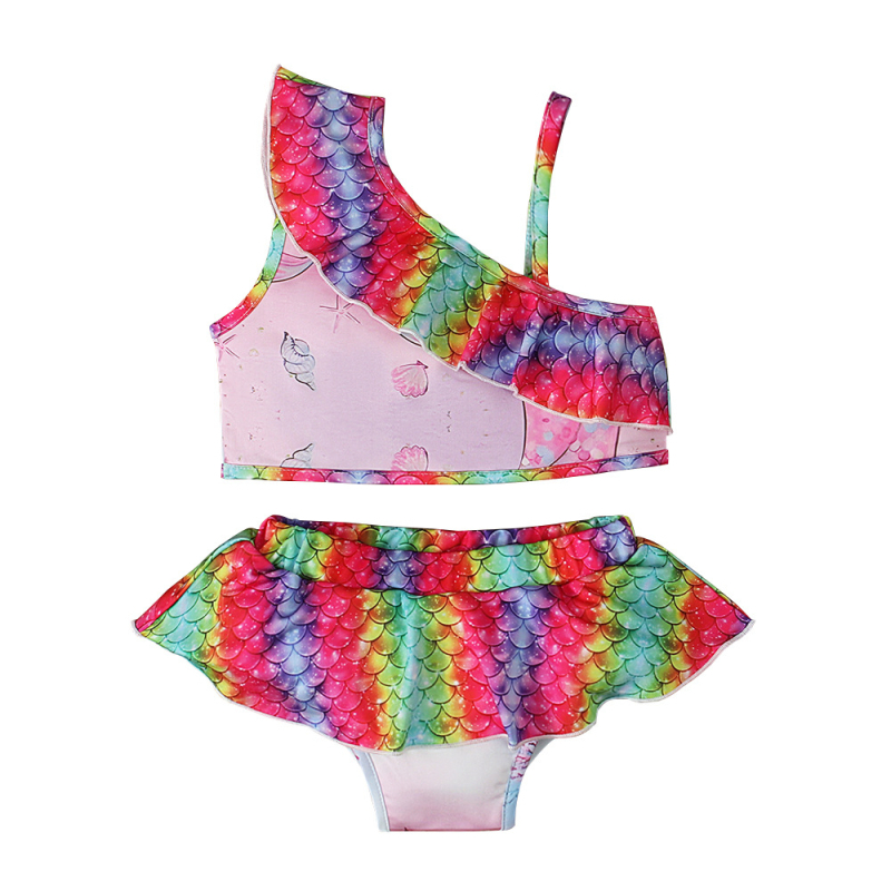 Európske a americké detské plavky so zahraničným obchodom, letné rybie šupiny, dievčenské rozdeľovacie plavky