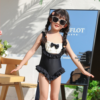 Nové detské plavky z roku 2022, dámske jednodielne plavky so zaväzovaním, roztomilé princeznovské, roztomilé plážové plavky s mašľou