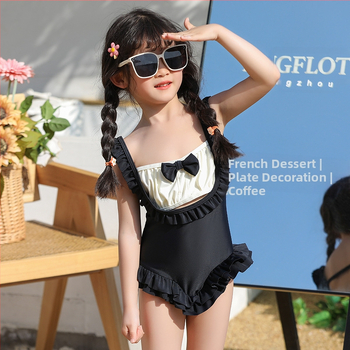 2022 νέο παιδικό μαγιό γυναικείο ολόσωμο μαγιό με λάστιχο, χαριτωμένο πριγκίπισσα, χαριτωμένο φιόγκο που πετάει στην παραλία