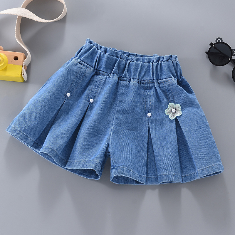 Fete pantaloni scurți moi din denim vara subțiri pentru copii stil coreean pantaloni lejeri 2025 pantaloni noi pentru fete mici