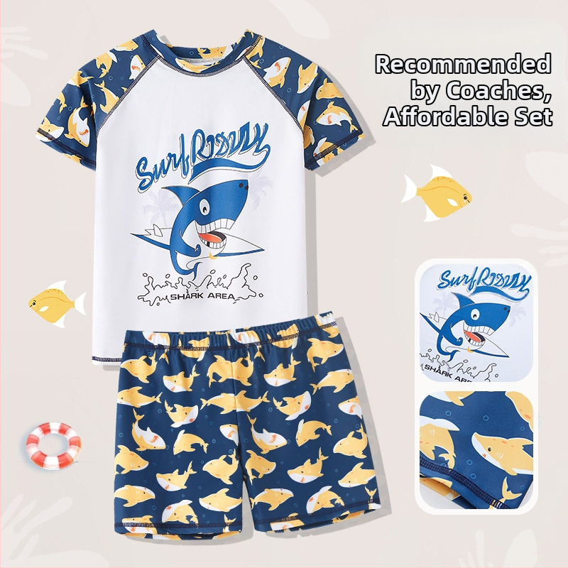 Dječji kupaći kostim s crtanim printom dupina, kupaći kostim u rascjepljenom stilu, za dječake srednje i velike veličine, kupaći kostim za bebe na zalihi