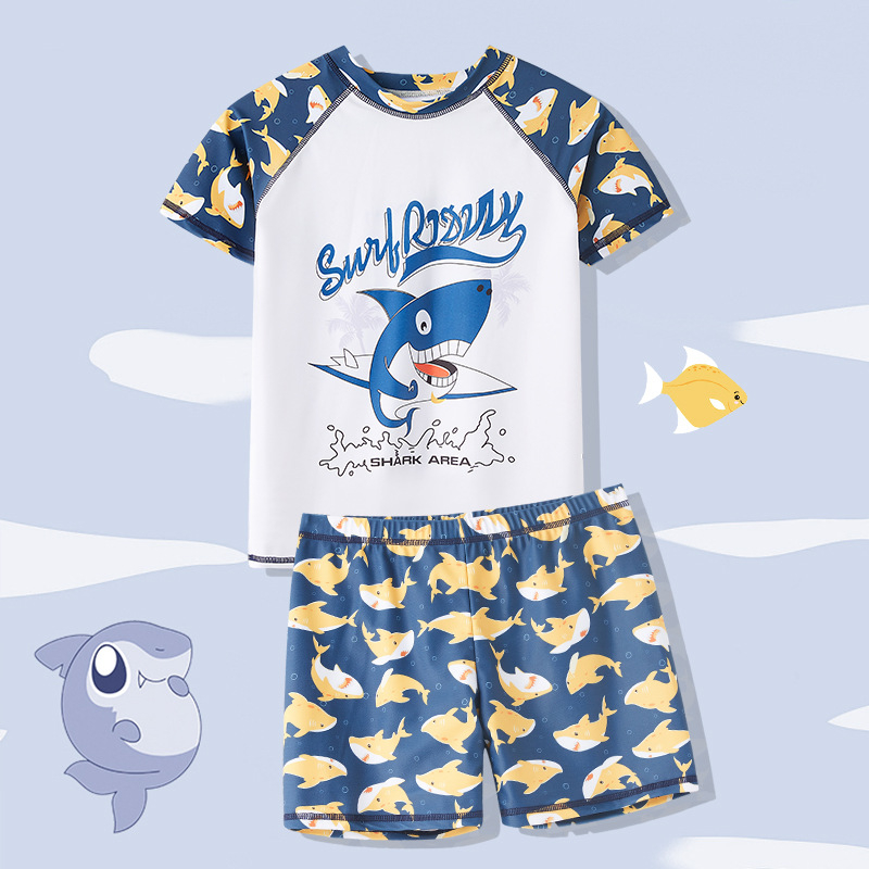 Dječji kupaći kostim s crtanim printom dupina, kupaći kostim u rascjepljenom stilu, za dječake srednje i velike veličine, kupaći kostim za bebe na zalihi