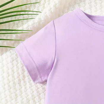 Letný sveter s okrúhlym výstrihom pre dievčatká s kreslenými košíčkami a krátkym rukávom, šortky a oblek Cezhraničné INS pre dievčatká