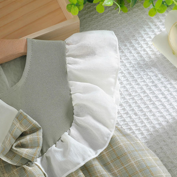 Κορίτσια Άνοιξη και Καλοκαίρι Νέο Στρογγυλό Λαιμόκοψη Αμάνικο Μοντέρνο Χαριτωμένο Γλυκό Φόρεμα Γιλέκο για Παιδιά και Παιδιά Μέσης Ηλικίας