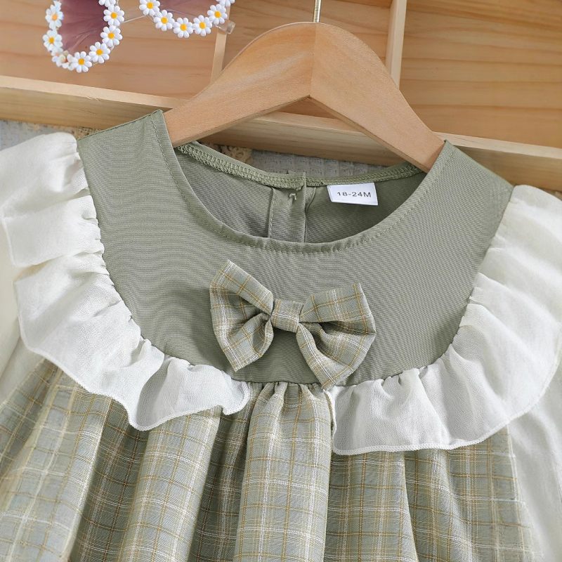 Dievčenské jarné a letné nové módne roztomilé vestové šaty s okrúhlym výstrihom a mašľou bez rukávov pre deti a deti stredného veku