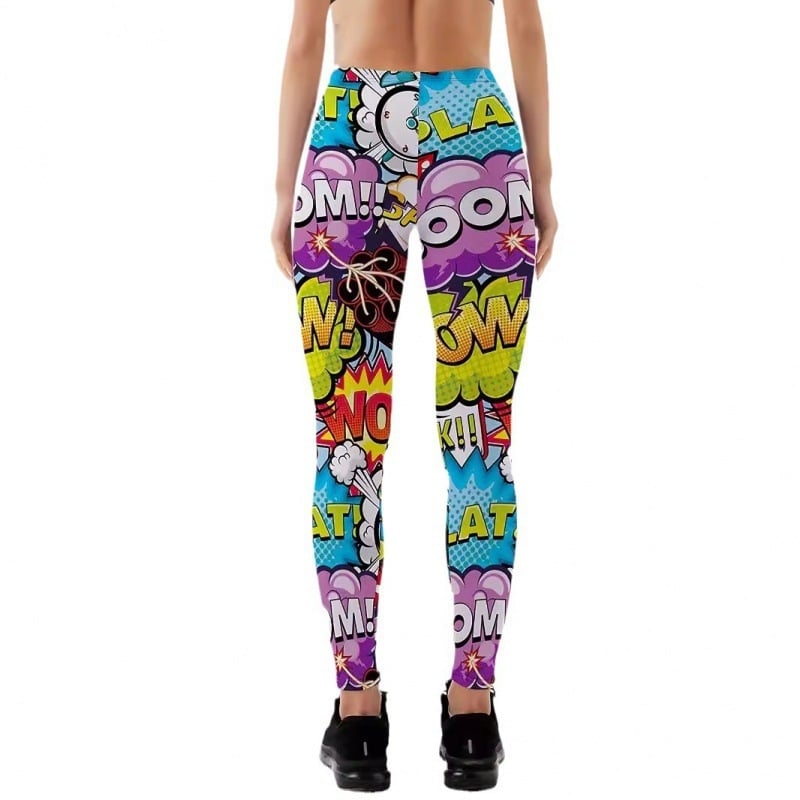 2024 Nové európske a americké cezhraničné potlačené farebné jogové nohavice Dámske športové bežecké fitness nohavice na zdvíhanie bokov, úzke nohavice