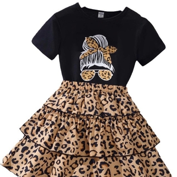 Dievčenské módne tričko s potlačou, šifónové trojvrstvové šaty s krátkym rukávom a novou potlačou, horúce dievčenské šaty