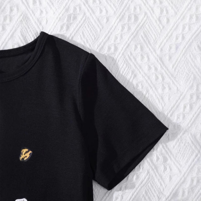 Dievčenské módne tričko s potlačou, šifónové trojvrstvové šaty s krátkym rukávom a novou potlačou, horúce dievčenské šaty