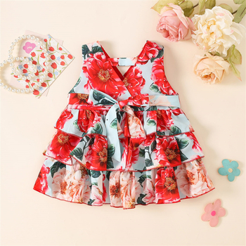 Letné šaty pre bábätká, zahraničný obchod, cezhraničná šifónová sukňa pre malé dievčatká, torta, sukňa pre dievčatá v západnej verzii