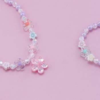 1 apyrankė 1 vėrinys rožinės gėlės apyrankė vėrinio derinys vaikiški papuošalai karoliukų papuošalai aksesuarai