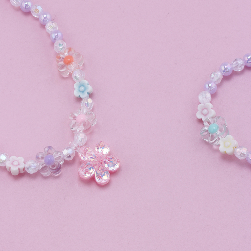 1 apyrankė 1 vėrinys rožinės gėlės apyrankė vėrinio derinys vaikiški papuošalai karoliukų papuošalai aksesuarai