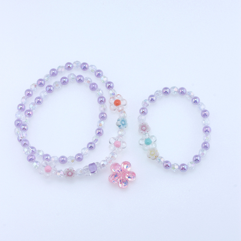 1 apyrankė 1 vėrinys rožinės gėlės apyrankė vėrinio derinys vaikiški papuošalai karoliukų papuošalai aksesuarai