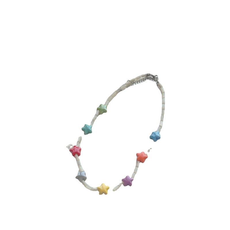Nova ogrlica s geometrijskom glazurom u korejskom stilu, u boji slatkiša, sa zvijezdama i perlicama, slatka, univerzalna ogrlica s ključnom kosti, ogrlica...