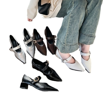Νέα Κορεάτικη Μόδα Φθινοπώρου και Χειμώνα 2024 με Ρηχό Στόμα, Μοντέρνα Παπούτσια με Μεσαίο Τακούνι, Μοντέρνα Παπούτσια Mary Jane με Χοντρό Τακούνι, Γυναικεία Παπούτσια Mary Jane, Μοντέρνα, All-match