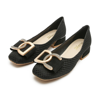 Γυναικεία φλατ παπούτσια σε στυλ τουίντ, άνοιξη 20121, νέα παπούτσια για όλο το χρόνο, με τετράγωνη μύτη, μεσαίο τακούνι και ρηχό στόμα, μεγάλα μεγέθη 41-43, μικρό μέγεθος