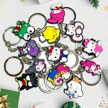 Διασυνοριακή πηγή Sanrio Cartoon PVC μαλακό καουτσούκ μπρελόκ αξεσουάρ τσάντα περιφερειακή φερμουάρ χαριτωμένο κρεμαστό κόσμημα Kulomi