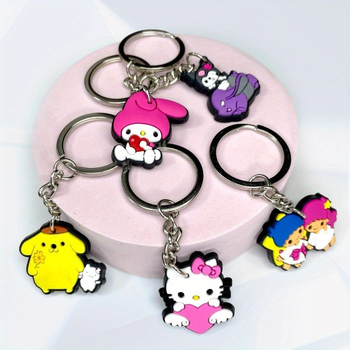 Διασυνοριακή πηγή Sanrio Cartoon PVC μαλακό καουτσούκ μπρελόκ αξεσουάρ τσάντα περιφερειακή φερμουάρ χαριτωμένο κρεμαστό κόσμημα Kulomi