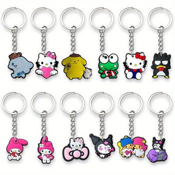 Διασυνοριακή πηγή Sanrio Cartoon PVC μαλακό καουτσούκ μπρελόκ αξεσουάρ τσάντα περιφερειακή φερμουάρ χαριτωμένο κρεμαστό κόσμημα Kulomi