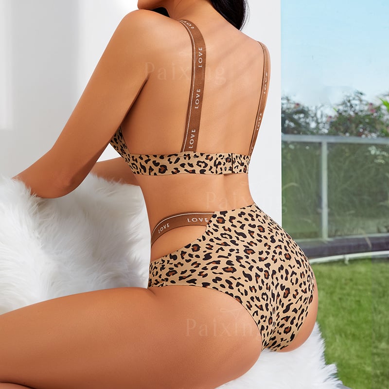 Lenjerie intimă de mărime mare europeană și americană, sexy, cu bretele, confortabil, din mătase de gheață, fără sudură, cu imprimeu leopard, tentație pentru femei