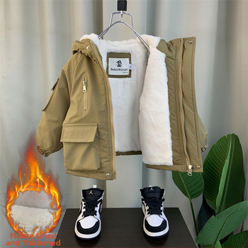 Μπουφάν για αγόρια με φλις επένδυση και βαμβακερή επένδυση 2024, νέο χειμωνιάτικο μπουφάν με επένδυση από πούπουλα και βαμβακερή επένδυση, ζεστό παλτό με κουκούλα, μπουφάν Parker με επένδυση από βαμβάκι