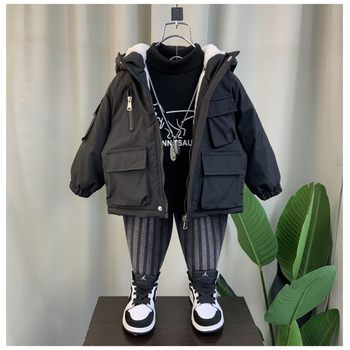 Μπουφάν για αγόρια με φλις επένδυση και βαμβακερή επένδυση 2024, νέο χειμωνιάτικο μπουφάν με επένδυση από πούπουλα και βαμβακερή επένδυση, ζεστό παλτό με κουκούλα, μπουφάν Parker με επένδυση από βαμβάκι