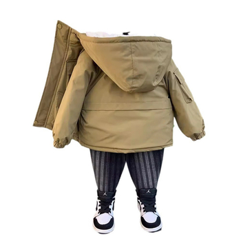 Μπουφάν για αγόρια με φλις επένδυση και βαμβακερή επένδυση 2024, νέο χειμωνιάτικο μπουφάν με επένδυση από πούπουλα και βαμβακερή επένδυση, ζεστό παλτό με κουκούλα, μπουφάν Parker με επένδυση από βαμβάκι