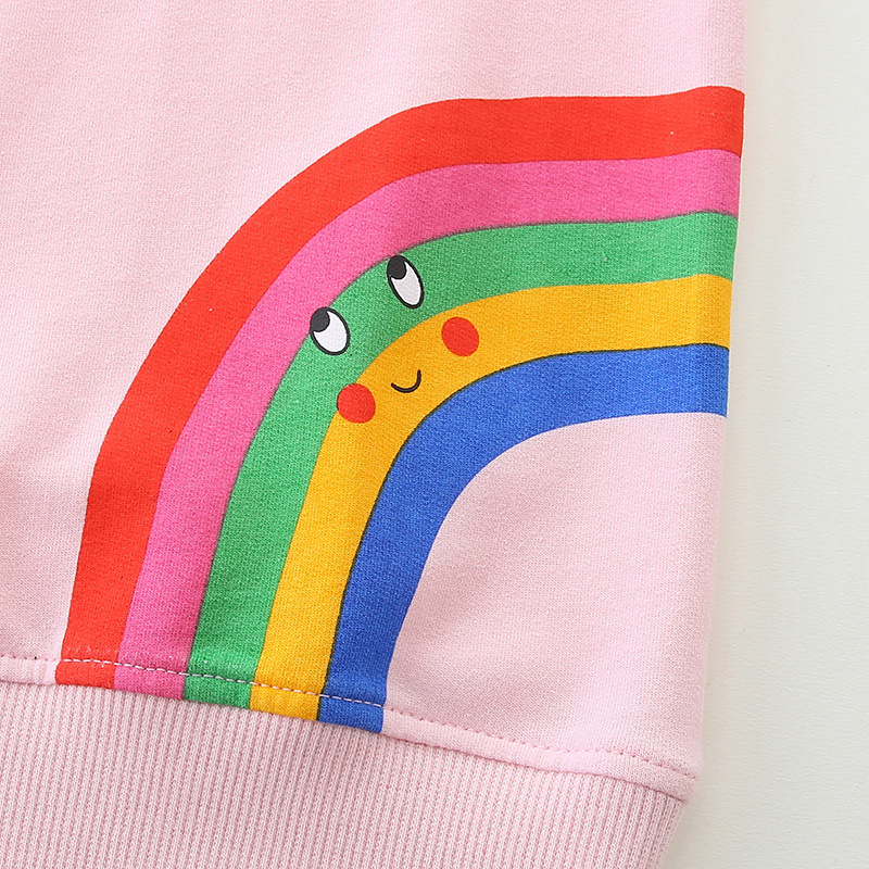 25 есенни нови момичешки пуловери в европейски и американски стил, детски пуловер, плетен памучен детски суитшърт с щампа на дъгата