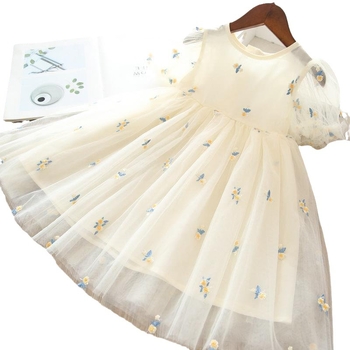 Κοριτσίστικο καλοκαιρινό φόρεμα, νέο εξατομικευμένο κορεάτικο στυλ, κεντημένο φλοράλ φόρεμα για μωρά, φόρεμα πριγκίπισσας από πλέγμα για κορίτσια