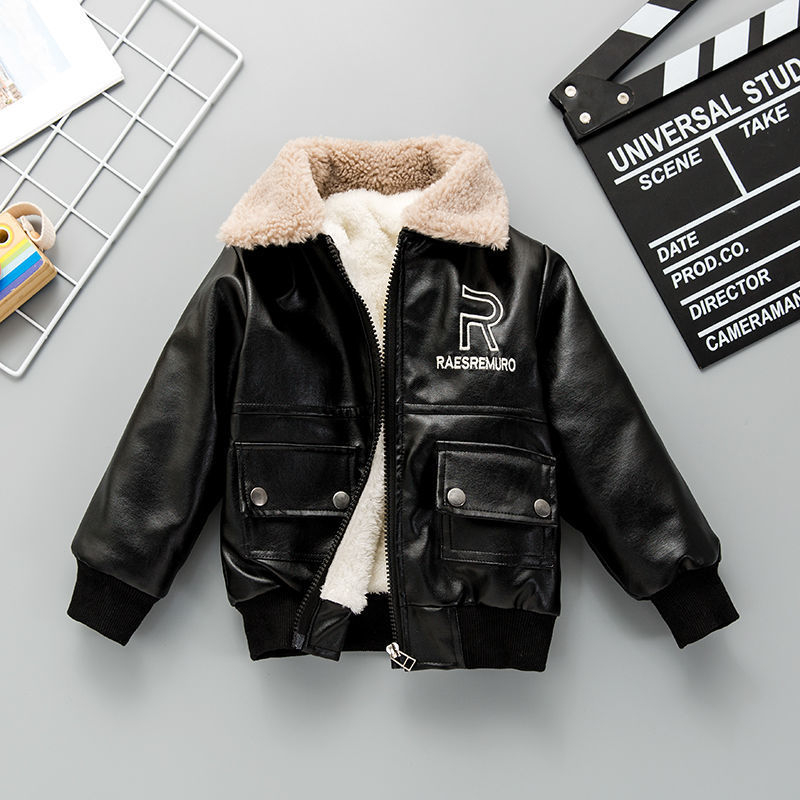 Dječja modna kožna jakna s flis podstavom, zadebljana zimska kožna jakna za dječake 2023.