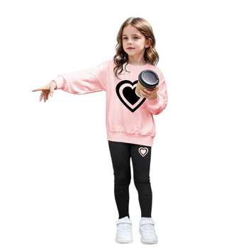 Cezhraničný zahraničný obchod INS Dievčenská dvojdielna kreslená potlač lásky, módna ležérna mikina s dlhým rukávom a legíny