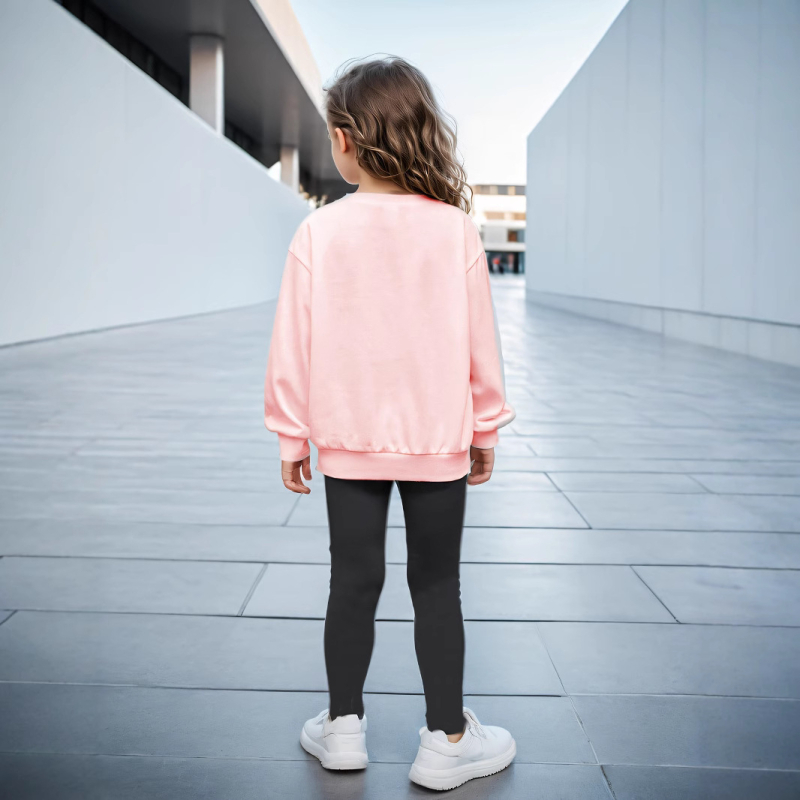 Cezhraničný zahraničný obchod INS Dievčenská dvojdielna kreslená potlač lásky, módna ležérna mikina s dlhým rukávom a legíny