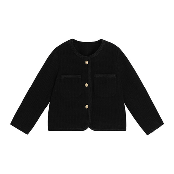 Jesen 2023. dječji kaput u Chanel stilu korejskog stila, srednje kratki kaput za djevojčice, mali zlatni top za bebe