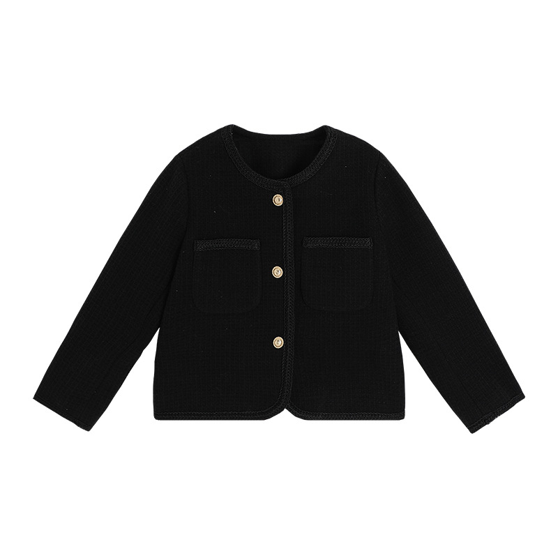 Jesen 2023. dječji kaput u Chanel stilu korejskog stila, srednje kratki kaput za djevojčice, mali zlatni top za bebe