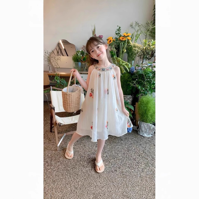 Letné dievčenské šaty 2025 Letné nové štýlové detské šaty s vestou, elegantné rozprávkové šaty