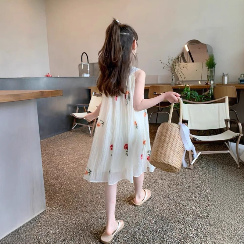 Letné dievčenské šaty 2025 Letné nové štýlové detské šaty s vestou, elegantné rozprávkové šaty