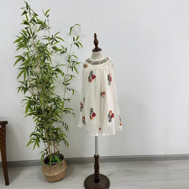 Letné dievčenské šaty 2025 Letné nové štýlové detské šaty s vestou, elegantné rozprávkové šaty