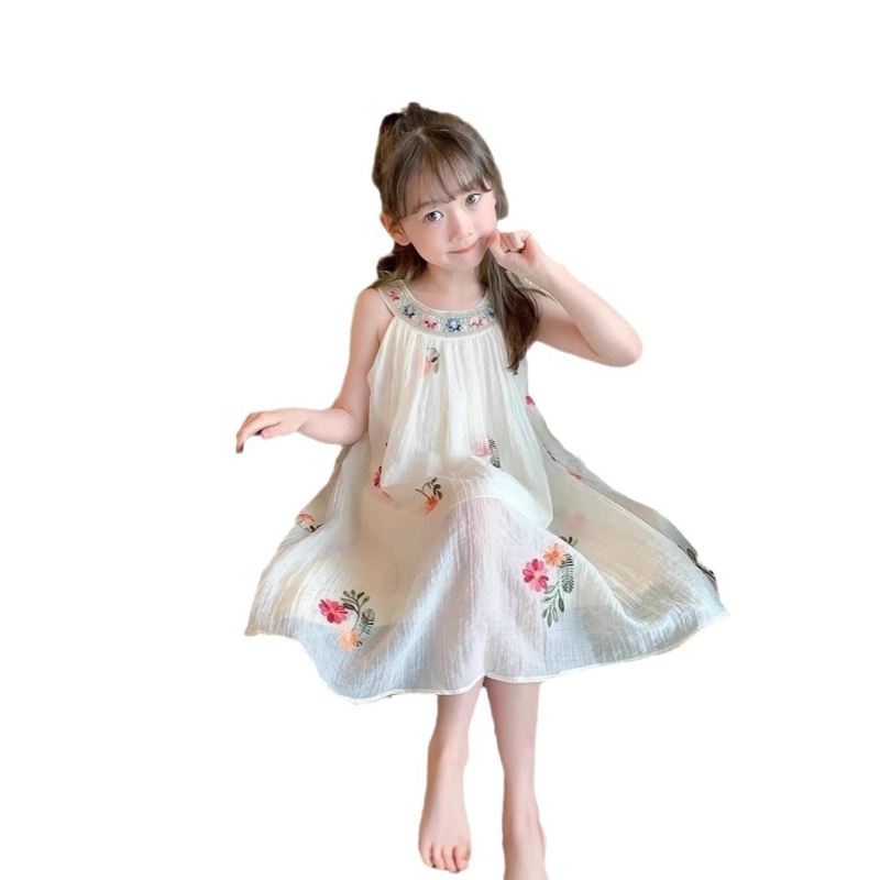 Letné dievčenské šaty 2025 Letné nové štýlové detské šaty s vestou, elegantné rozprávkové šaty