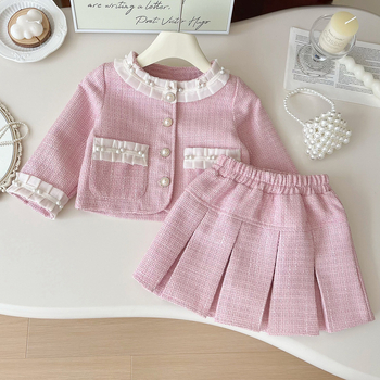 Djevojački princezin mali mirisni kostim, proljeće 2025., novi korejski stil, dječji modni set od dva dijela - jakna i suknja